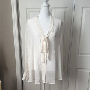 Banana Republic Cream Tie-Front Blouse
